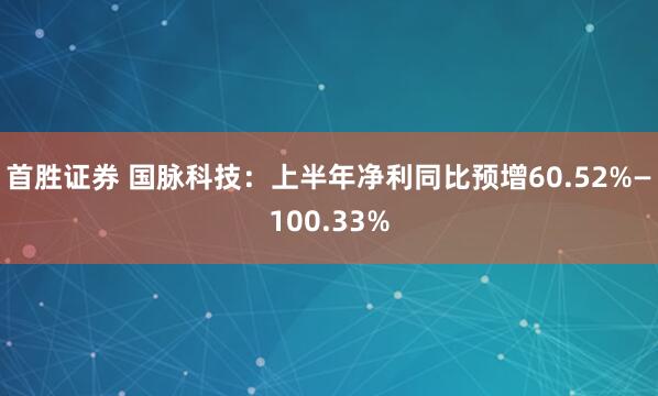首胜证券 国脉科技：上半年净利同比预增60.52%—100.33%